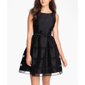 Taylor Petite - Tonal Stripe Fit & Flare Dress / Black / 4P